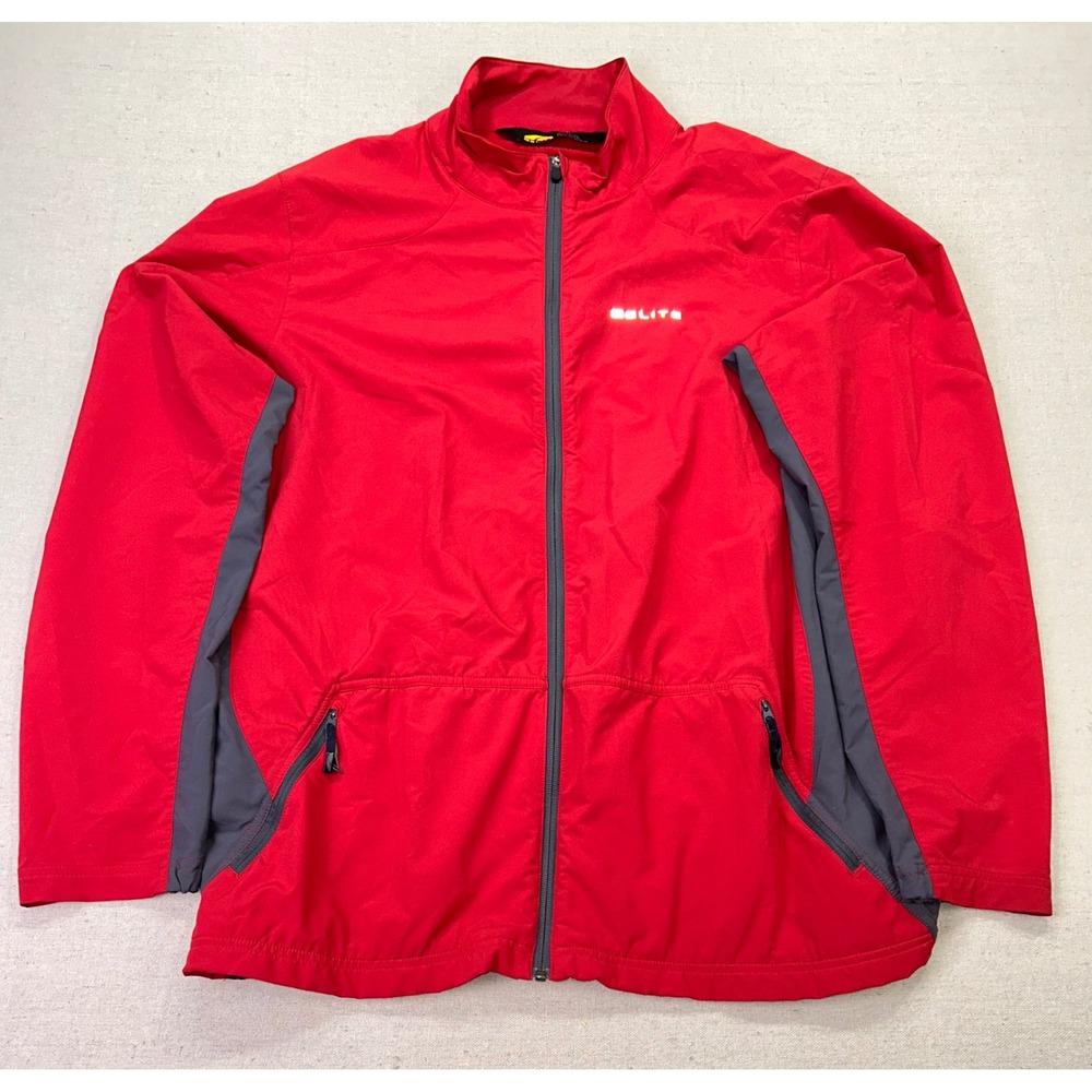 GoLite Mens XXL Red Grey Full Zip Lightweight Athletic Hiking Jacket Softshell